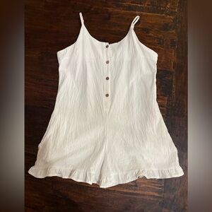 Women’s Cotton White Button Cami Romper